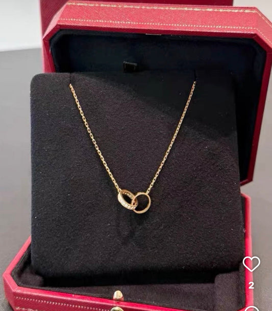 Cartier Love Necklace 18k Yellow Gold, Half Paved Diamonds