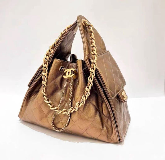 CHANEL 25 Bag Small in bronze GHW - microchip.fullest w receipt