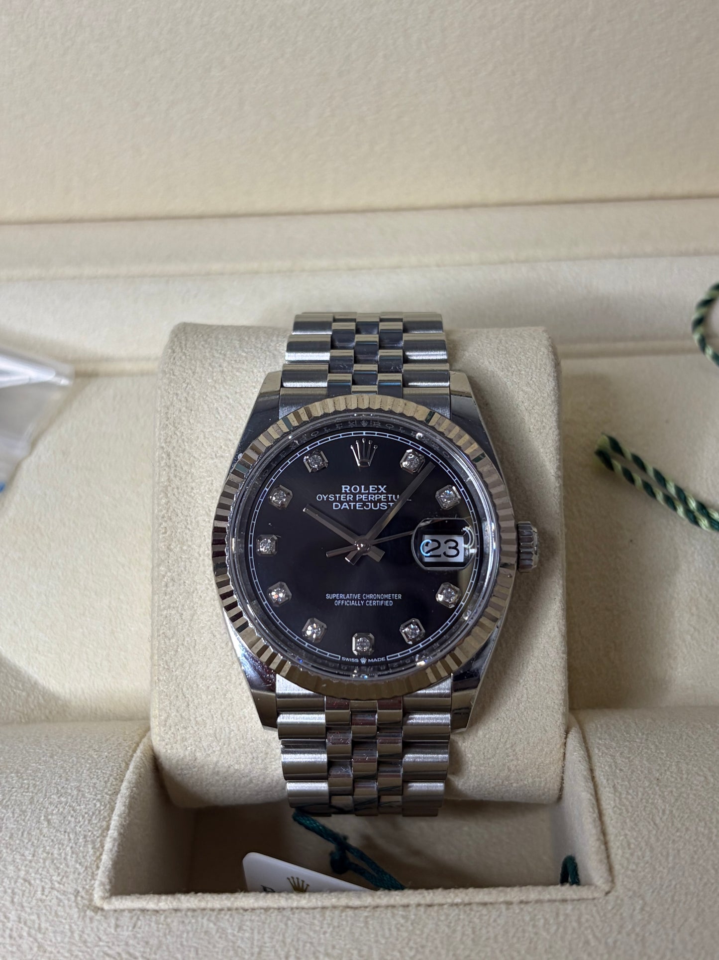 Women’s Rolex Datejust 36 Black Dial with Diamonds Oystersteel Jubilee -Year 2021