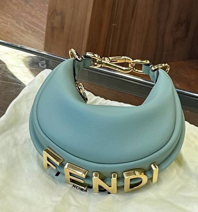 FENDI Mini Fendigraphy in Blue Leather GHW