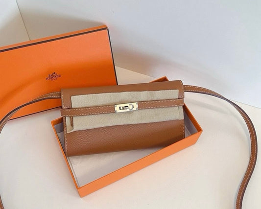 Hermes Kelly Long Wallet in Gold Epsom Leather PHW - Y Stamp (2020)