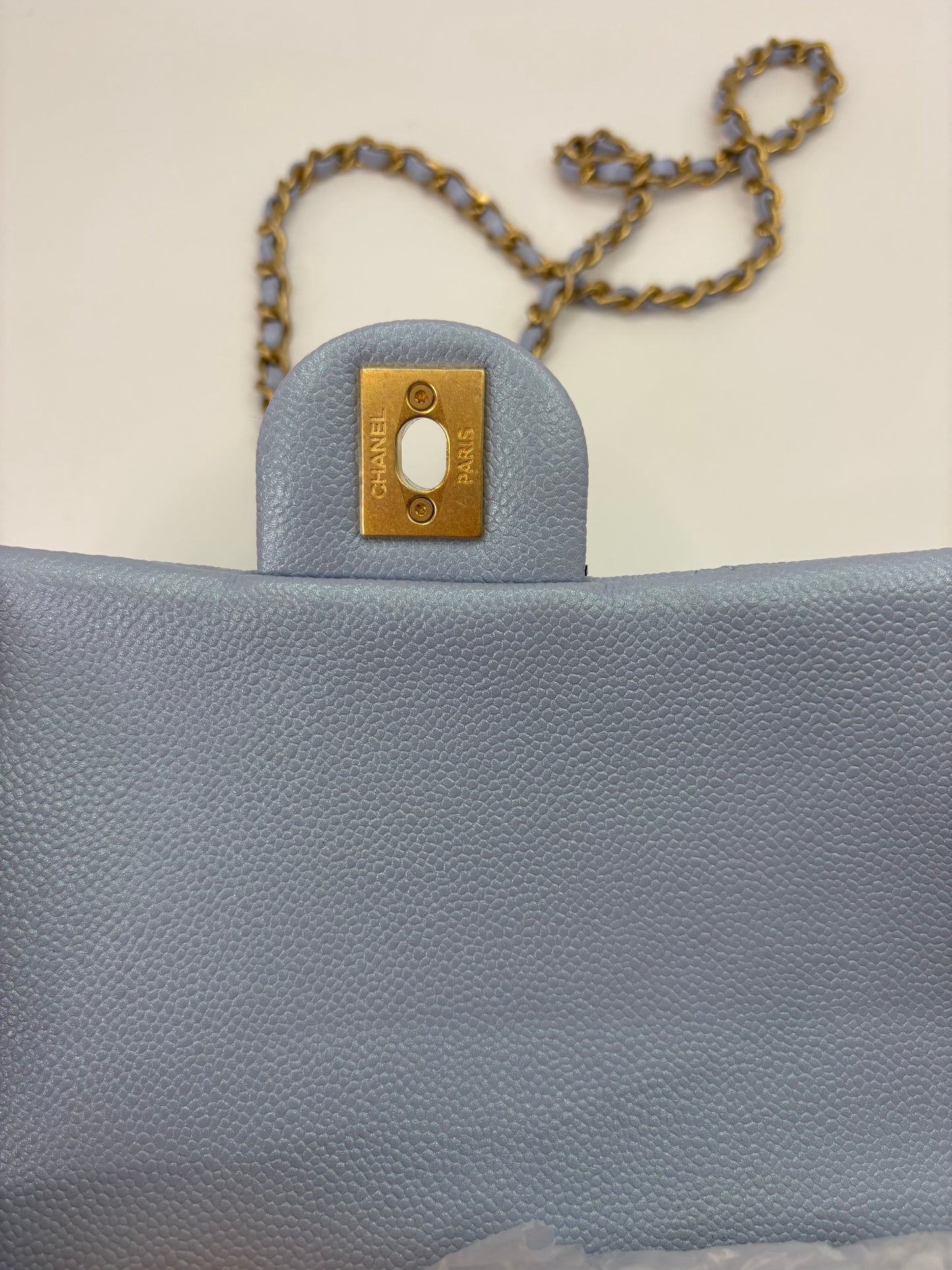 Chanel My Perfect Mini Flap in Blue caviar GHW-Microchip. Fullset w receipt.