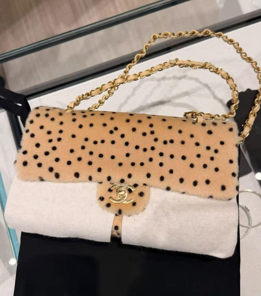 Chanel Classic flap medium  leopard GHW Fullset w receipt