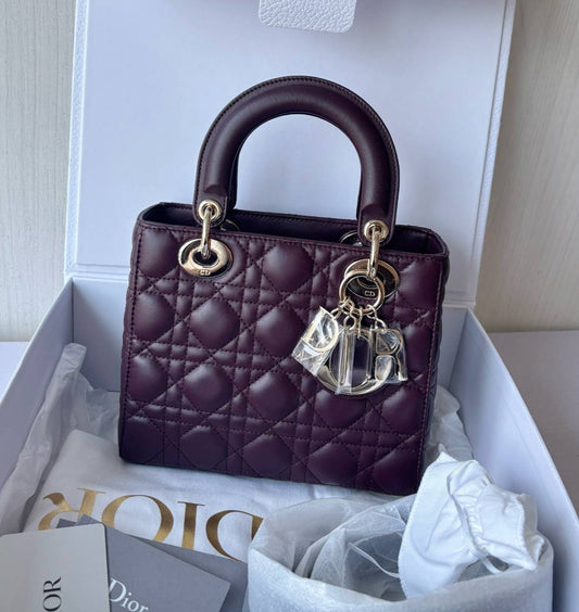 Brand New Lady Dior Small in Purple Cannage Lambskin GHW